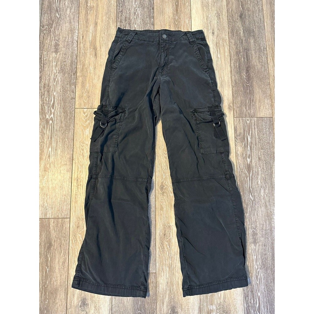 American Eagle High-Rise Baggy Wide Leg Pants Women's 0 Black Cargo Dreamy Drape